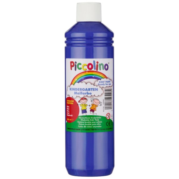 Piccolino Kinderfarbe zum Malen, Farbe blau, 500ml Kinder Malfarbe für Kita, Grundschule | Bejol Bastelshop