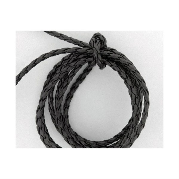 Lederband Imitat geflochten 4-fach gewickelt flach 5mm schwarz - 20m Rolle | Bejol Bastelshop