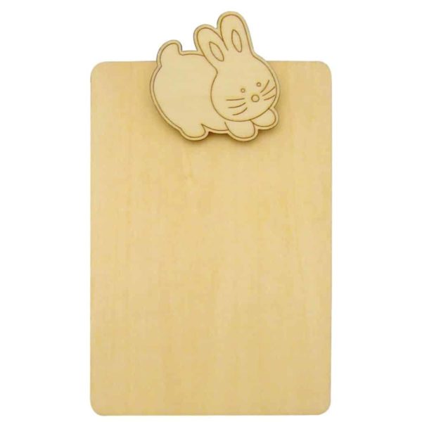 Notizblockhalter Holz - Klemmbrett Hase - Holz natur zum Selbstgestalten 12x18cm | Bejol Bastelshop