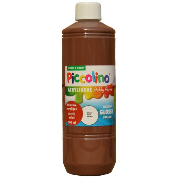 Glänzende Acrylfarbe Piccolino Hobby Paint, Braun 500ml Flasche | Bejol Bastelshop