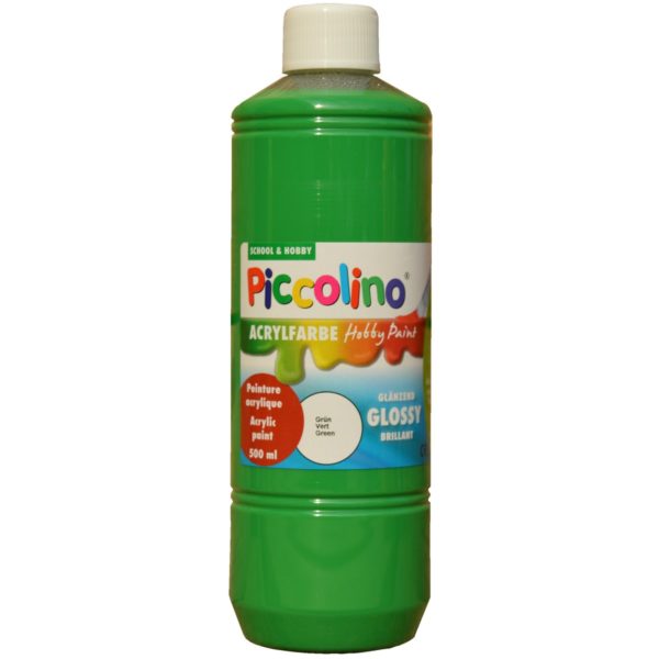 Glänzende Acrylfarbe Piccolino Hobby Paint, Grün 500ml Flasche | Bejol Bastelshop