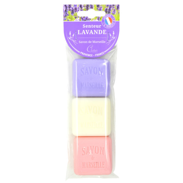 Französiche Seife 3er-Set Savon de Marseille - Lavendelseife Mandelseife Rosenseife, Provence | Bejol Bastelshop